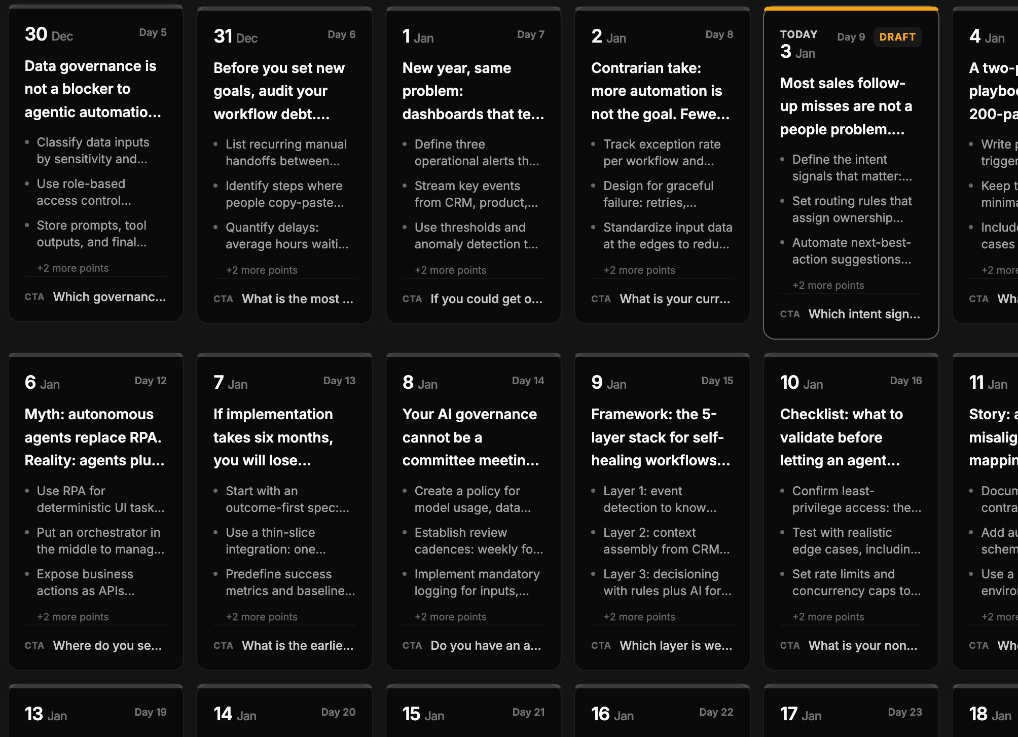 Content plan generated from website analysis or questionnaire